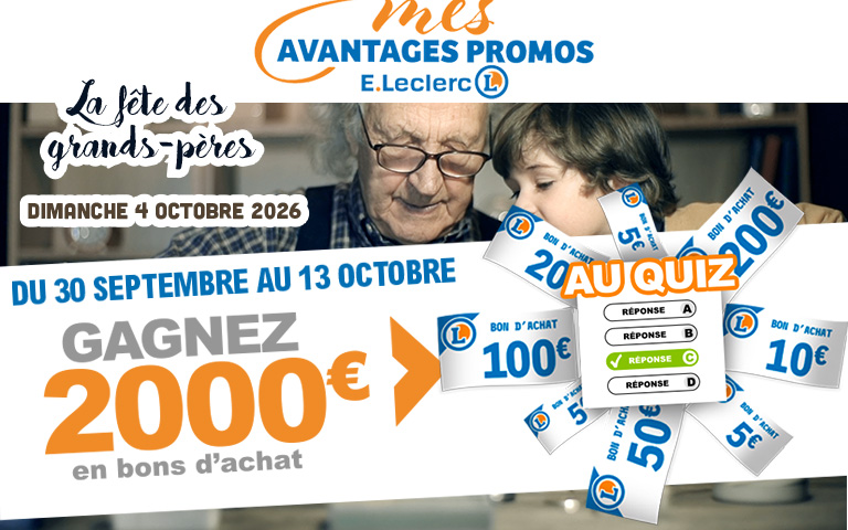 Tentez de gagner jusqu'à 2000 € du 30 septembre au 13 octobre  sur "MES AVANTAGES PROMOS"