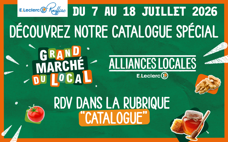 Du 7 au 18 Juillet, découvrez une sélection de produits Alliances locales dans notre catalogue GRAND MARCHE DU LOCAL. 