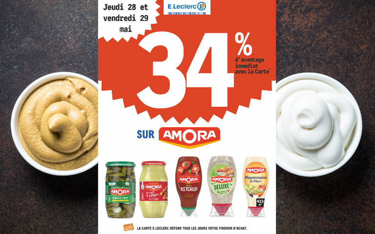 34% en remise immédiate sur la marque Amora du jeudi 28 au vendredi 29 mai