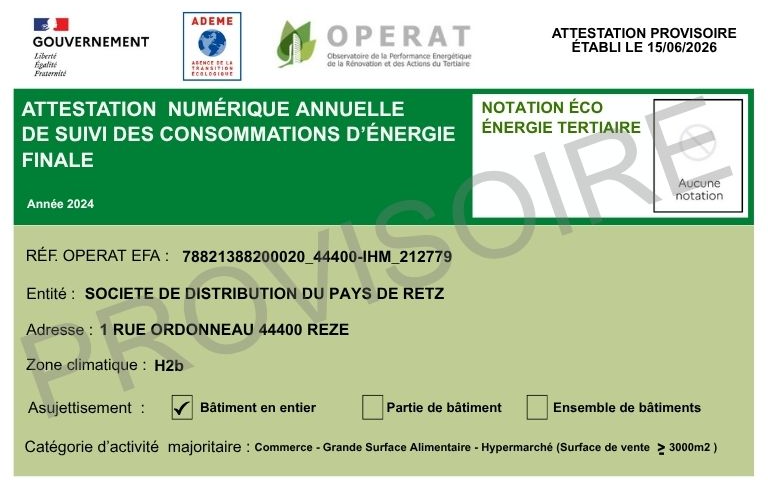 ATTESTATION NUMERIQUE ANNUELLE SUIVI CONSO ENERGIE