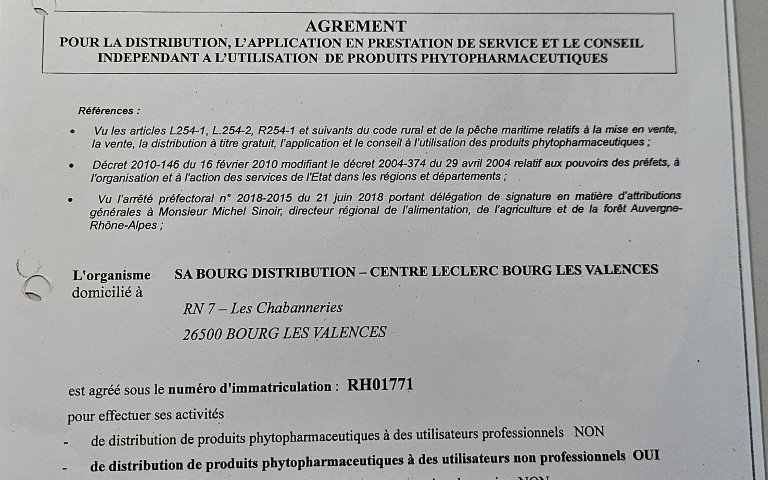 Agrément phytopharmaceutiques