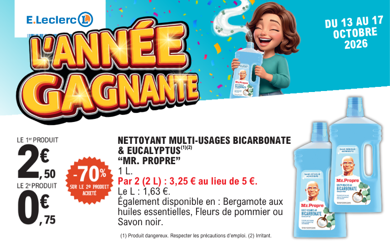 Du 13 au 17 octobre 2026, offre sur le nettoyant Mr Propre. Voir conditions en magasin.