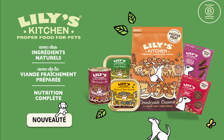 Découvrez les aliments pour animaux de compagnie de la marque Lily's Kitchen avec des recettes composées d'ingrédients naturels, de la viande fraîchement préparée et une nutrition complète. 