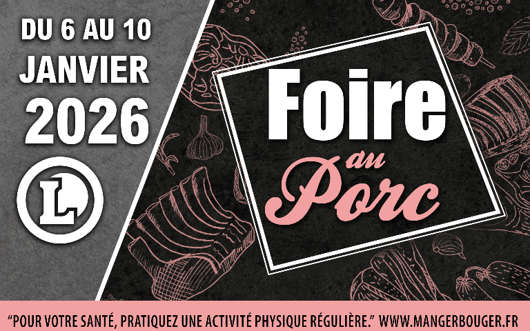 Du 6 au 10 janvier 2026, retrouvez la Foire au porc dans votre centre E.Leclerc